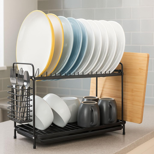 Does Not Apply 2-Tier Black Dish Drainer Rack - Multifunctional Dish Rack With Utensil Holder & Does Not Apply 2-Tier Black Dish Drainer Rack - Multifunctional Dish Rack With Utensil Holder &