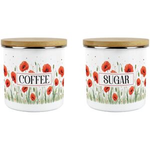 Purely Home Summer Poppies Coffee & Sugar 600ml Kitchen Canisters - Red Floral Jars Set Purely Home Summer Poppies Coffee & Sugar 600ml Kitchen Canisters - Red Floral Jars Set
