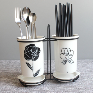 Does Not Apply 2piece Ceramic Flatware Holder Silverware Caddy Utensil Holder With Metal Rack, Does Not Apply 2piece Ceramic Flatware Holder Silverware Caddy Utensil Holder With Metal Rack,