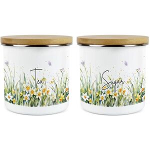 Purely Home Spring Daffodils Tea & Sugar Storage Canisters - Yellow Floral Jar Gifts Purely Home Spring Daffodils Tea & Sugar Storage Canisters - Yellow Floral Jar Gifts