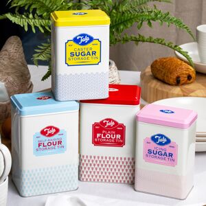 Set Of 4 Tala Flour & Sugar Storage Tins Vintage Retro Cake Ingredient Container Set Of 4 Tala Flour & Sugar Storage Tins Vintage Retro Cake Ingredient Container