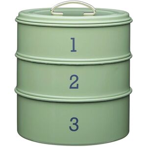 Kitchencraft Nostalgia 3-Tier Metal Cake Storage Tin - Sage Kitchencraft Nostalgia 3-Tier Metal Cake Storage Tin - Sage