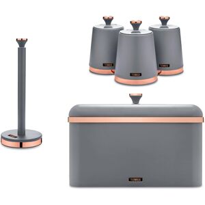 Tower Cavaletto Grey Bread Bin Canisters Kitchen Roll Holder Kitchen Storage Set Tower Cavaletto Grey Bread Bin Canisters Kitchen Roll Holder Kitchen Storage Set