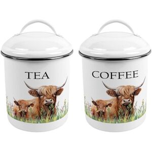 Purely Home Highland Cow & Calf Metal Tea & Coffee Canister Set - Stylish Kitchen Caddy Gift Purely Home Highland Cow & Calf Metal Tea & Coffee Canister Set - Stylish Kitchen Caddy Gift