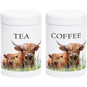 Purely Home Highland Cow & Calf Tea And Coffee Canister Set - Countryside Gifts Purely Home Highland Cow & Calf Tea And Coffee Canister Set - Countryside Gifts