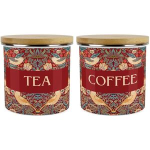 Purely Home Red Strawberry Thief Tea & Coffee Storage Canisters Set - Homewares Gifts Purely Home Red Strawberry Thief Tea & Coffee Storage Canisters Set - Homewares Gifts