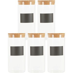 Premier Housewares Tromso 5pc 1300ml Glass Cylinder Jar Canister Airtight Cork Lid Spices Storage Premier Housewares Tromso 5pc 1300ml Glass Cylinder Jar Canister Airtight Cork Lid Spices Storage