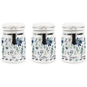 Purely Home Ceramic Clip-Lid Blue Flowers Canisters - Floral Tea, Coffee & Sugar Containers Purely Home Ceramic Clip-Lid Blue Flowers Canisters - Floral Tea, Coffee & Sugar Containers