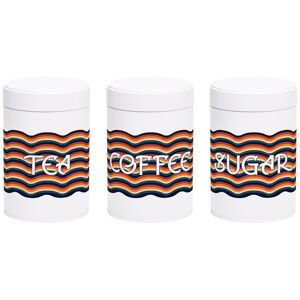 Purely Home Retro Wave Tea, Coffee & Sugar Canisters - Metal Kitchen Storage Gifts Purely Home Retro Wave Tea, Coffee & Sugar Canisters - Metal Kitchen Storage Gifts