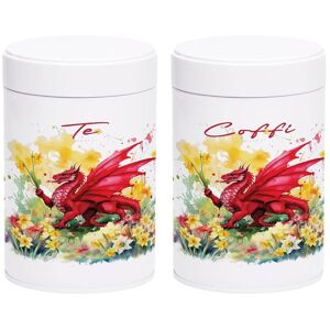 Purely Home Welsh Dragon & Daffodils Te & Coffi Canister Set - Wales Souvenir Gifts Purely Home Welsh Dragon & Daffodils Te & Coffi Canister Set - Wales Souvenir Gifts