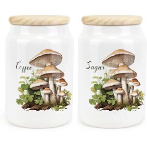 Purely Home Ceramic Tapered Mushrooms Canisters Set - Coffee Sugar Storage Jars Purely Home Ceramic Tapered Mushrooms Canisters Set - Coffee Sugar Storage Jars