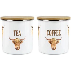 Purely Home Highland Cow Tea & Coffee Canisters Set - Farmhouse Kitchen Storage Jars Gift Purely Home Highland Cow Tea & Coffee Canisters Set - Farmhouse Kitchen Storage Jars Gift