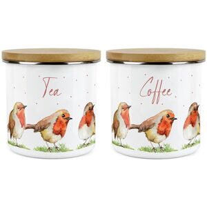 Purely Home Tea & Coffee Storage Canister - 2x Robins Watercolour Kitchen Storage Jar Purely Home Tea & Coffee Storage Canister - 2x Robins Watercolour Kitchen Storage Jar