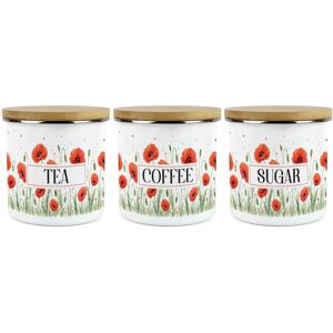 Purely Home Summer Poppies Tea, Coffee & Sugar Canisters - Red Floral 1.2l Kitchen Jar Gifts Purely Home Summer Poppies Tea, Coffee & Sugar Canisters - Red Floral 1.2l Kitchen Jar Gifts