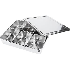 6‑grid Stainless Steel Seasoning Box Jar Storage Container Set With Spoons 6‑grid Stainless Steel Seasoning Box Jar Storage Container Set With Spoons