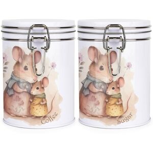 Purely Home Mouse & Mum Hot Drinks Canisters Set - Coffee & Sugar Storage Tins Purely Home Mouse & Mum Hot Drinks Canisters Set - Coffee & Sugar Storage Tins