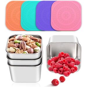 Sodial 2x(4pack Stainless Steel Snack Containers For Kids, Leak-Proof Metal Food9813 Sodial 2x(4pack Stainless Steel Snack Containers For Kids, Leak-Proof Metal Food9813