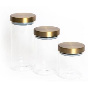 Masterclass Set Of 3 Pieces Glass Storage Jars With Burnished Brass Lids Masterclass Set Of 3 Pieces Glass Storage Jars With Burnished Brass Lids