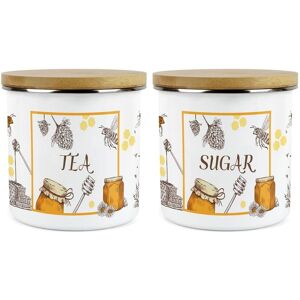 Purely Home Honey Bees Farm Tea & Sugar Storage Canisters - Bumblebees Kitchen Jars Gifts Purely Home Honey Bees Farm Tea & Sugar Storage Canisters - Bumblebees Kitchen Jars Gifts