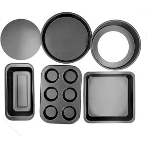 Black 6pcs Baking Mold Set Loose Bottom Anti Stick Carbon Steel Cake Pizza Sg Black 6pcs Baking Mold Set Loose Bottom Anti Stick Carbon Steel Cake Pizza Sg