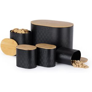 Livivo 5pc Kitchen Set Bread Bin Tea Coffee Sugar Tins Biscuit Sealed Containers Livivo 5pc Kitchen Set Bread Bin Tea Coffee Sugar Tins Biscuit Sealed Containers