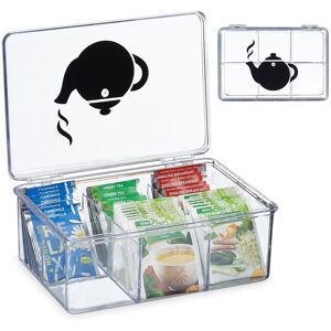 Relaxdays Tea Box 6 Compartments Chest Caddy Transparent Kitchen Clear Organiser Plastic Relaxdays Tea Box 6 Compartments Chest Caddy Transparent Kitchen Clear Organiser Plastic