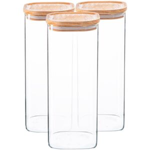 Argon Tableware 6x Square Glass Storage Jars With Wooden Lids Kitchen Food Canister 1.9 Litre Argon Tableware 6x Square Glass Storage Jars With Wooden Lids Kitchen Food Canister 1.9 Litre