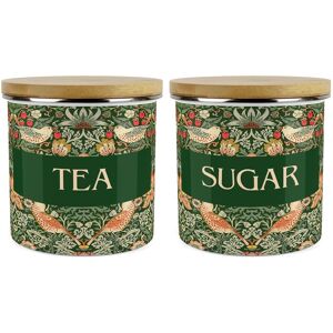 Purely Home Green Strawberry Thief Tea & Sugar Canister Set - Kitchen Storage Gifts Purely Home Green Strawberry Thief Tea & Sugar Canister Set - Kitchen Storage Gifts