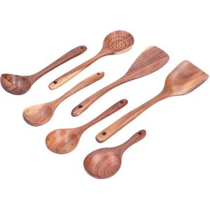 (7pcs)Wooden Spatula Spoon Set Kitchenware Utensil Nonstick Mixing Spatula H (7pcs)Wooden Spatula Spoon Set Kitchenware Utensil Nonstick Mixing Spatula H
