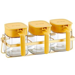 Sodial Condiment Jar Spice Container+lids & Spoons,Clear Glass Condiment Canisters9490 Sodial Condiment Jar Spice Container+lids & Spoons,Clear Glass Condiment Canisters9490