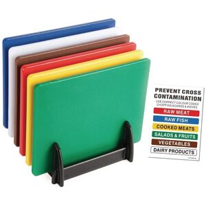 Hygiplas Colour Coded Chopping Board Set With Rack & Wall Chart 6 Pieces Hygiplas Colour Coded Chopping Board Set With Rack & Wall Chart 6 Pieces