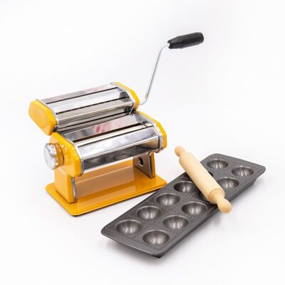 Kitchencraft Bundle Set Of Pasta Maker And Non-Stick Ravioli Mould Set- Yellow Kitchencraft Bundle Set Of Pasta Maker And Non-Stick Ravioli Mould Set- Yellow