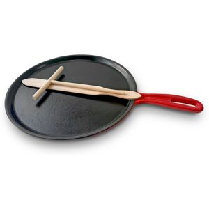 Silk Route Spice Company Red Enameled Cast Iron Crepe Pan With Tools 29cm By Silk Route Home Silk Route Spice Company Red Enameled Cast Iron Crepe Pan With Tools 29cm By Silk Route Home