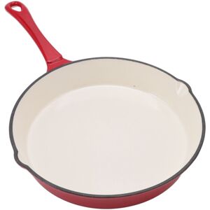 ㄧenameled Cast Iron Skillet One Piece Long Handle Red 25cm Diameter Ergonomic ㄧenameled Cast Iron Skillet One Piece Long Handle Red 25cm Diameter Ergonomic