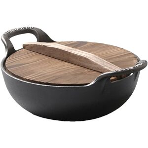 32cm Cast Iron Pot Thickened Wok Soup Stew Pot Non-Stick Wooden Lid 32cm Cast Iron Pot Thickened Wok Soup Stew Pot Non-Stick Wooden Lid
