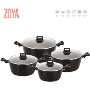 Sq Professional Zoya Stockpot Set 4pc Induction Casserole 20-24-28-32cm -Black Sq Professional Zoya Stockpot Set 4pc Induction Casserole 20-24-28-32cm -Black