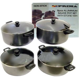 Prima 8pc Non Stick Aluminium Cookware Saucepan Pot Set New Prima 8pc Non Stick Aluminium Cookware Saucepan Pot Set New