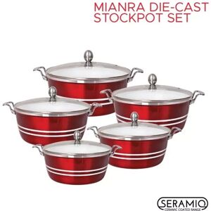 Sq Professional Metallic Aluminium Die-Cast Stockpot Set With Lids 5pc (Ruby) Sq Professional Metallic Aluminium Die-Cast Stockpot Set With Lids 5pc (Ruby)