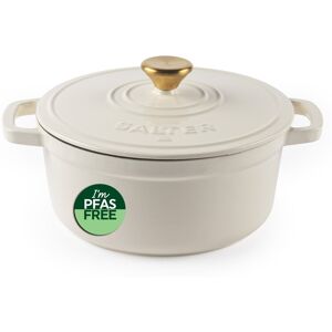 Salter Chester Cast Iron Casserole Pot – 24cm, Cream, 3.4l, Induction, Pfas-Free Salter Chester Cast Iron Casserole Pot – 24cm, Cream, 3.4l, Induction, Pfas-Free