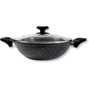 Ignite Cookware 26cm Forged Non-Stick Wok Kadai With Glass Lid Durable Forged Aluminum In Ignite Cookware 26cm Forged Non-Stick Wok Kadai With Glass Lid Durable Forged Aluminum In