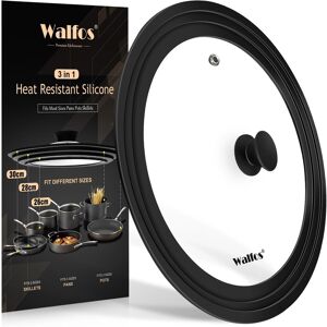 Walfos Universal Lid For Pots, Pans And Skillets - Tempered Glass With Heat Resistant Walfos Universal Lid For Pots, Pans And Skillets - Tempered Glass With Heat Resistant