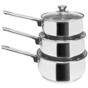 Zodiac 3 Piece Stainless Steel Saucepan Kitchen Cook Set 16cm/18cm/20cm With Glass Lid Zodiac 3 Piece Stainless Steel Saucepan Kitchen Cook Set 16cm/18cm/20cm With Glass Lid