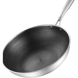 Stainless Steel Wok Pan Double Sided 3 Layer Prevent Sticking Easy Fis Stainless Steel Wok Pan Double Sided 3 Layer Prevent Sticking Easy Fis