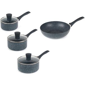 Russell Hobbs Pan Set 4 Piece Saucepans & Stir Fry Pan Non-Stick Blue Marble Russell Hobbs Pan Set 4 Piece Saucepans & Stir Fry Pan Non-Stick Blue Marble