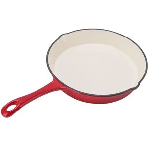 Enameled Cast Iron Skillet One Piece Long Handle Red 25cm Diameter Ergonomi Sg Enameled Cast Iron Skillet One Piece Long Handle Red 25cm Diameter Ergonomi Sg