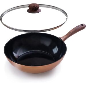 nuovva Nuovva Non Stick Induction Wok Pan – Deep Stir Fry Pan With Glass Lid – 28 nuovva Nuovva Non Stick Induction Wok Pan – Deep Stir Fry Pan With Glass Lid – 28