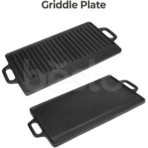 Kiss 51cm Cast Iron Griddle Plate Fry Pan Grill Bbq Skillet Double Side Reversible Kiss 51cm Cast Iron Griddle Plate Fry Pan Grill Bbq Skillet Double Side Reversible