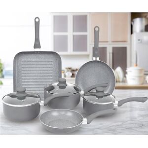 Gr8 Home Aluminium 9 Pc Grey Marble Non Stick Pan Set - Cookware Set Gr8 Home Aluminium 9 Pc Grey Marble Non Stick Pan Set - Cookware Set