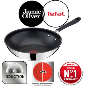 Tefal Jamie Oliver 28cm Wok Pan Stir Fry Stainless Steel All Hobs E79219 Tefal Jamie Oliver 28cm Wok Pan Stir Fry Stainless Steel All Hobs E79219