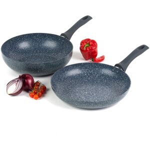 Russell Hobbs Fry Pan Stir Fry Pan 2 Pc Set Non-Stick Blue Marble Aluminium 28cm Russell Hobbs Fry Pan Stir Fry Pan 2 Pc Set Non-Stick Blue Marble Aluminium 28cm